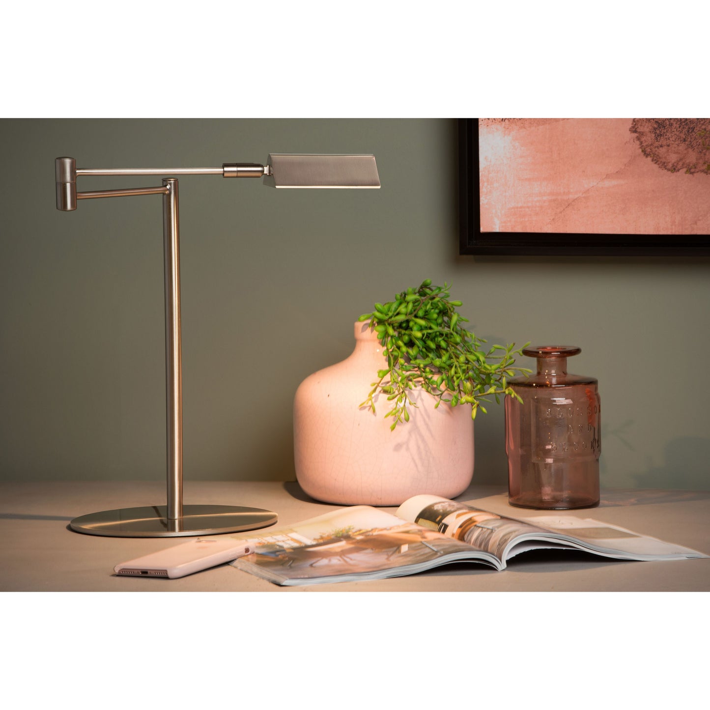 Lucide NUVOLA - Desk lamp - Ø 20 cm - LED Dim. - 1x9W 3000K - Satin Chrome