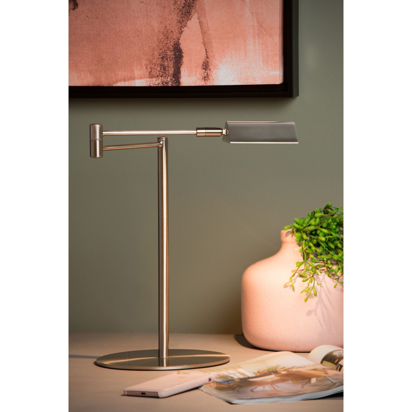 Lucide NUVOLA - Desk lamp - Ø 20 cm - LED Dim. - 1x9W 3000K - Satin Chrome