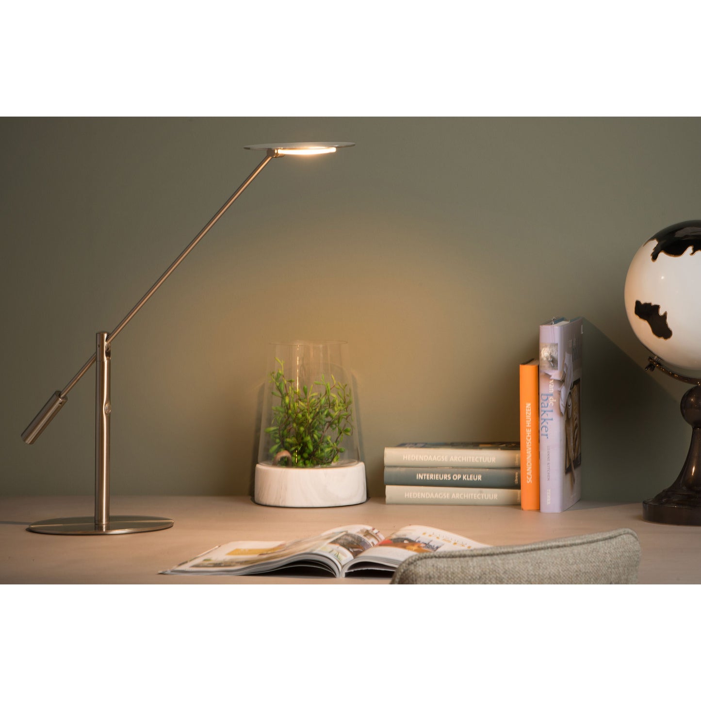 Lucide ANSELMO - Desk lamp - LED Dim. - 1x9W 3000K - Satin Chrome