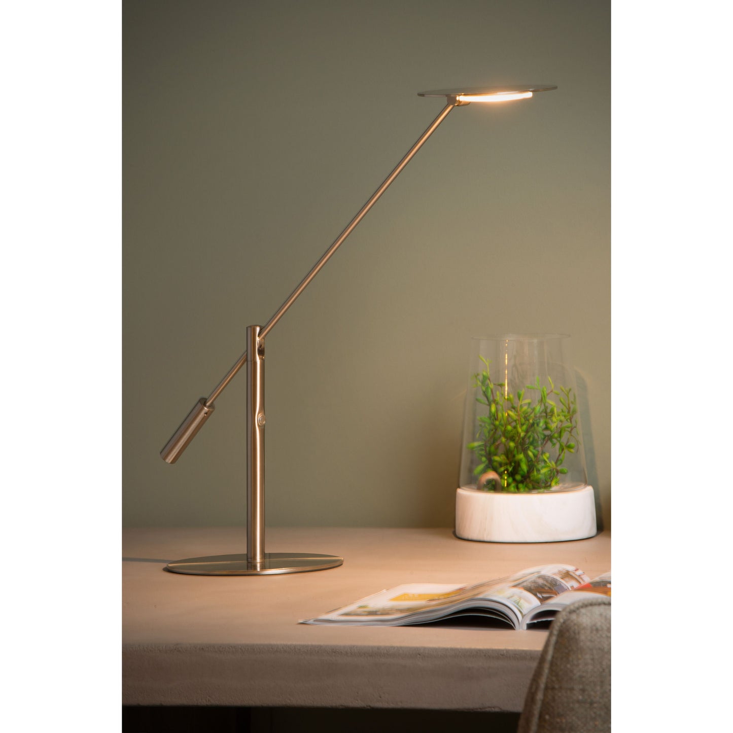 Lucide ANSELMO - Desk lamp - LED Dim. - 1x9W 3000K - Satin Chrome