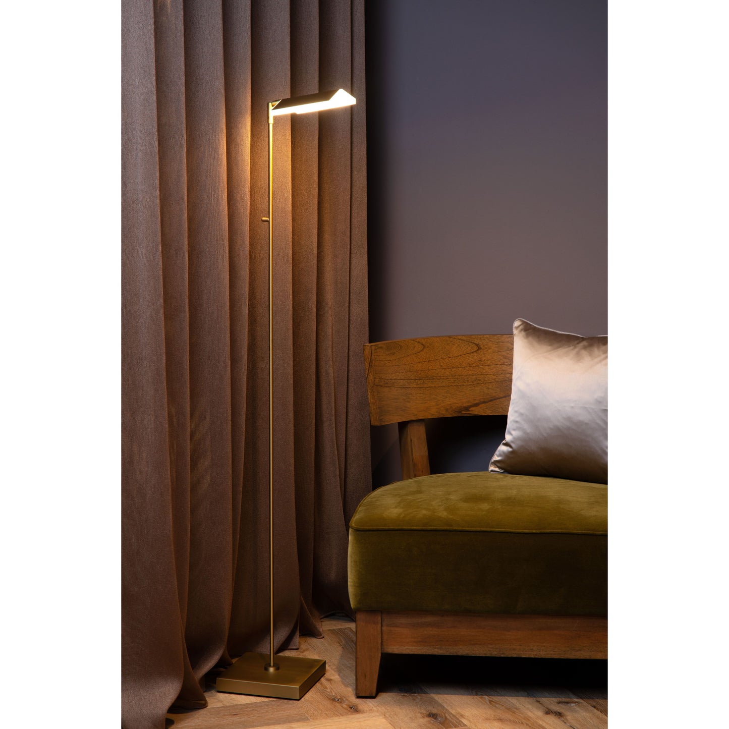 Lucide AARON - Floor reading lamp - LED Dim to warm - 1x12W 2700K/4000K - Matt Gold / Brass