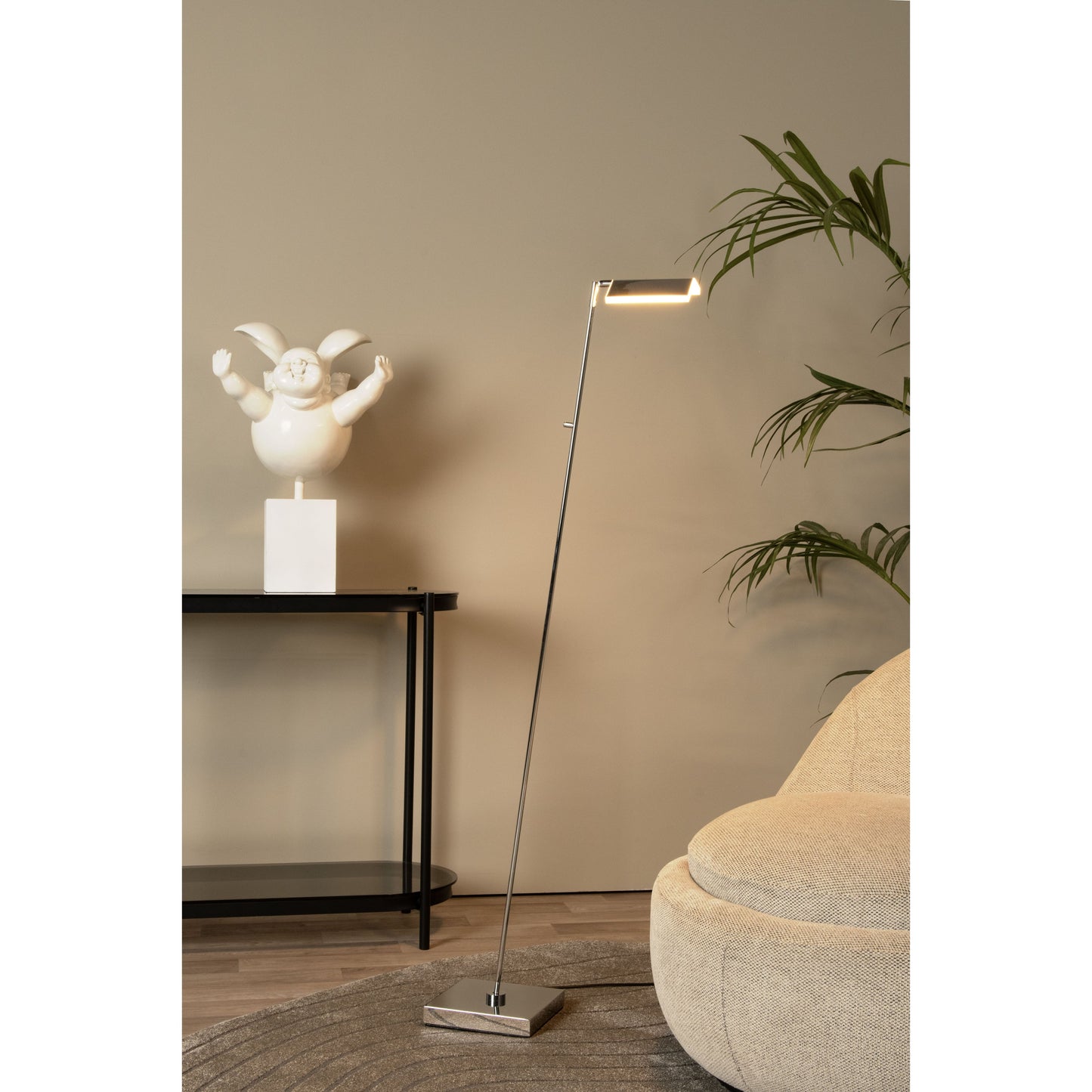 Lucide AARON - Floor reading lamp - LED Dim to warm - 1x12W 2700K/4000K - Chrome