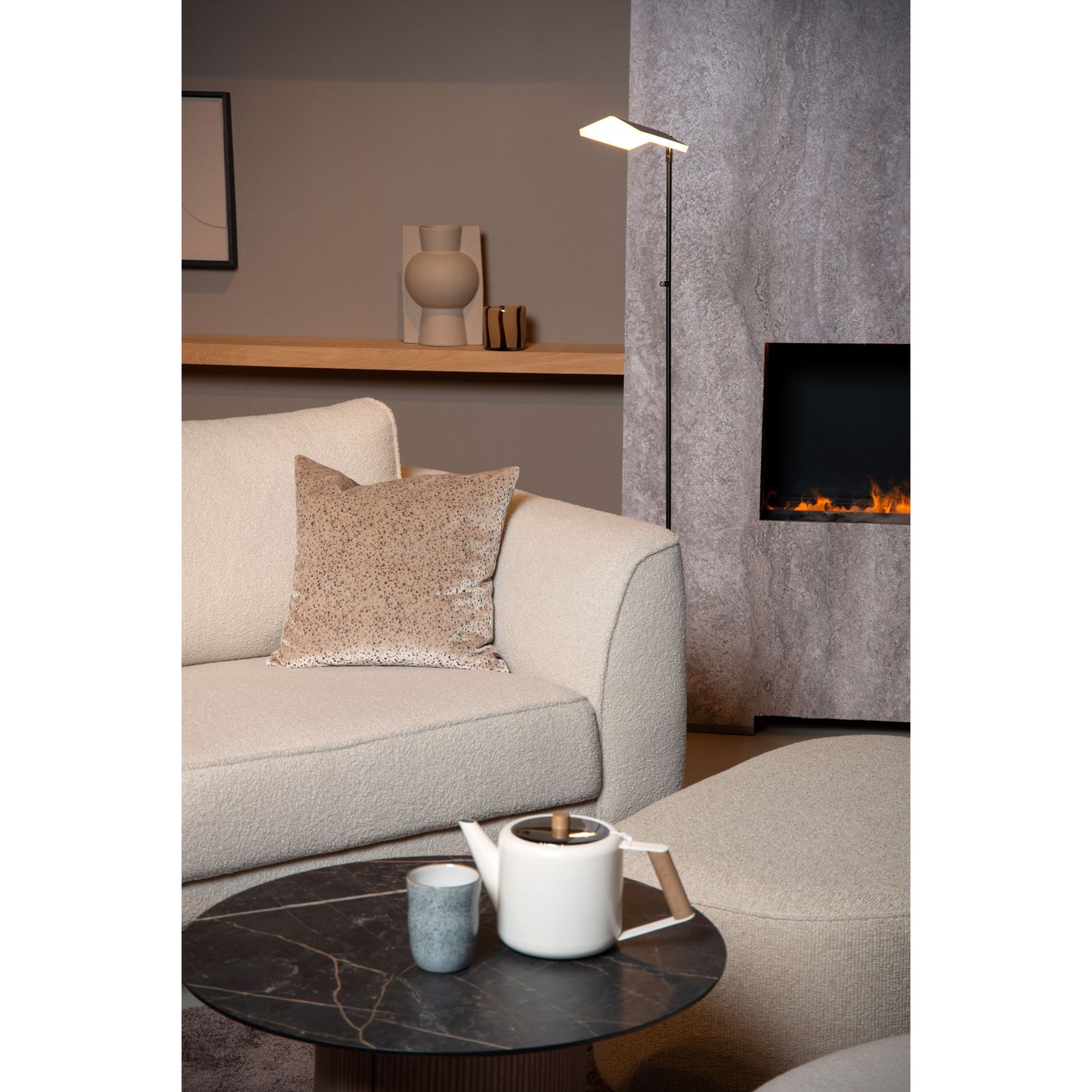Lucide AARON - Floor reading lamp - LED Dim to warm - 1x12W 2700K/4000K - Black