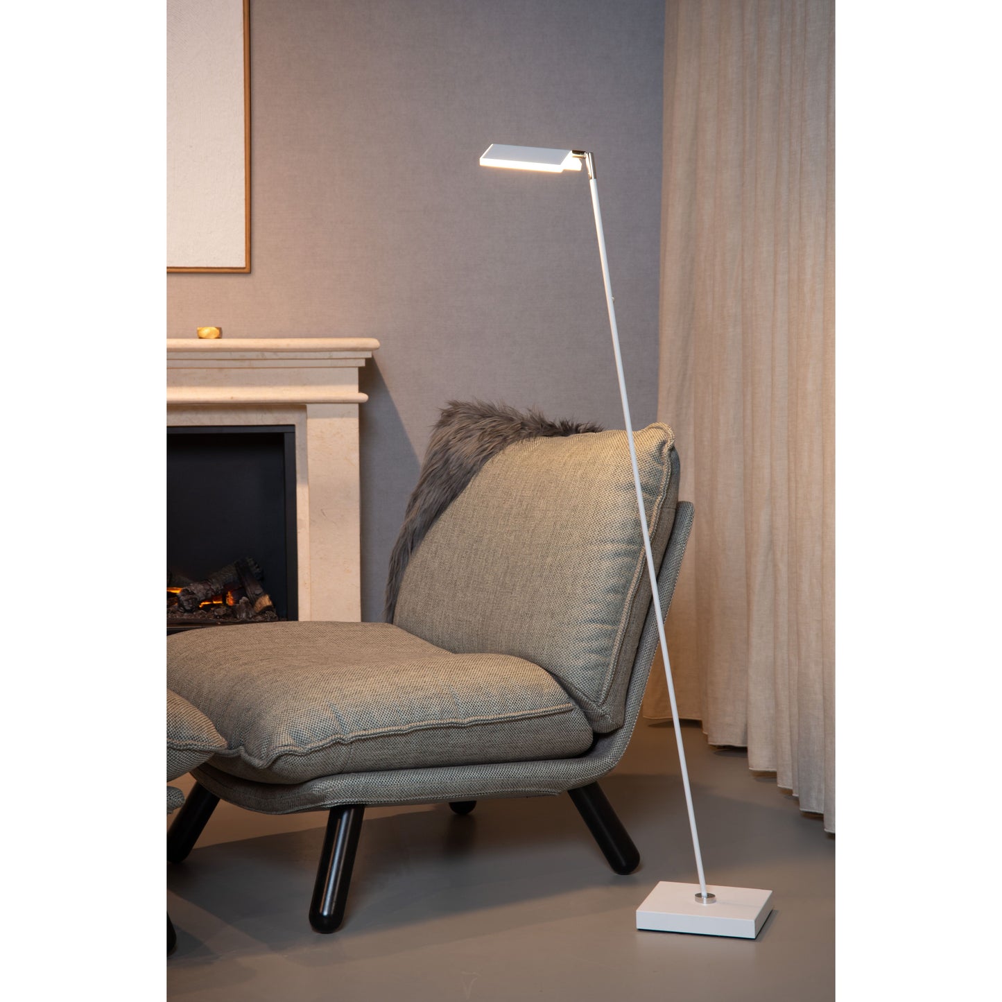 Lucide AARON - Floor reading lamp - LED Dim to warm - 1x12W 2700K/4000K - White