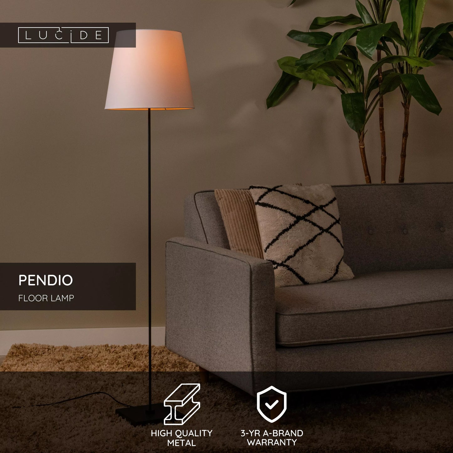 Lucide PENDIO - Floor lamp - 1xE27 - Black