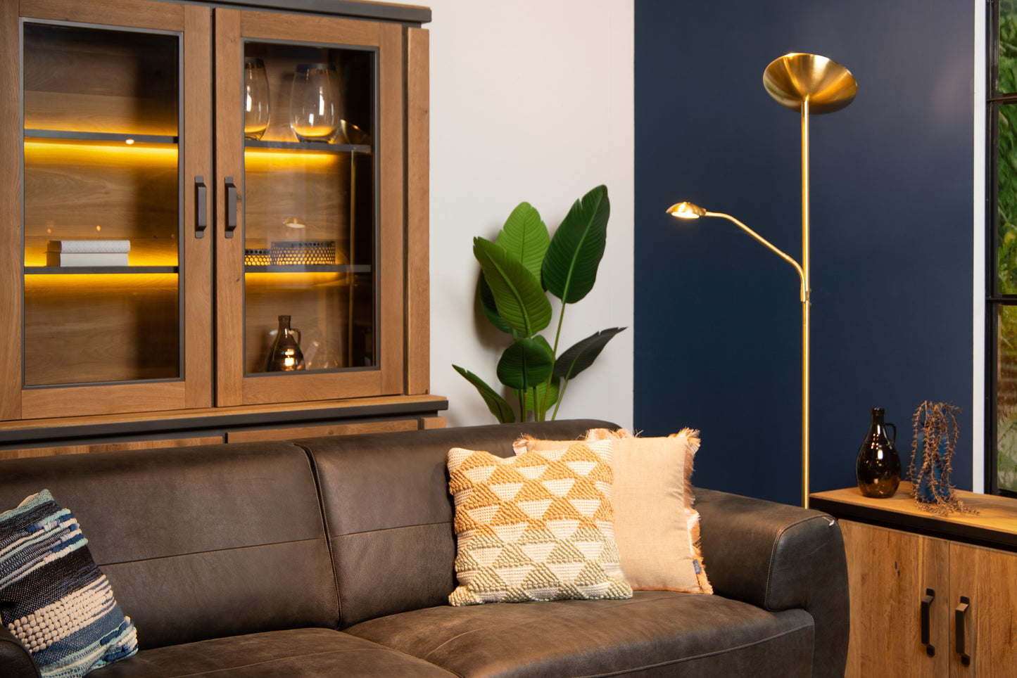 Lucide ZENITH - Floor reading lamp - LED Dim. - 3000K - Matt Gold / Brass