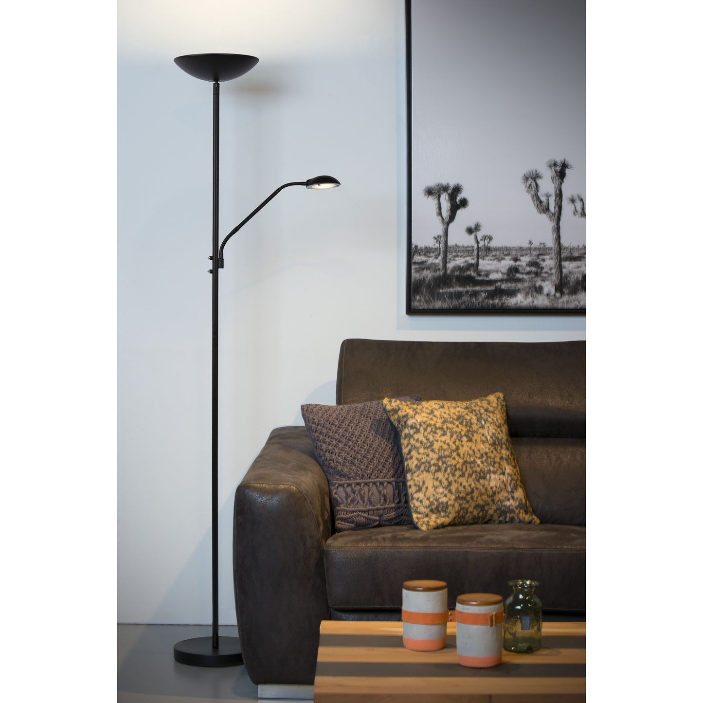 Lucide ZENITH - Floor reading lamp - LED Dim. - 3000K - Black