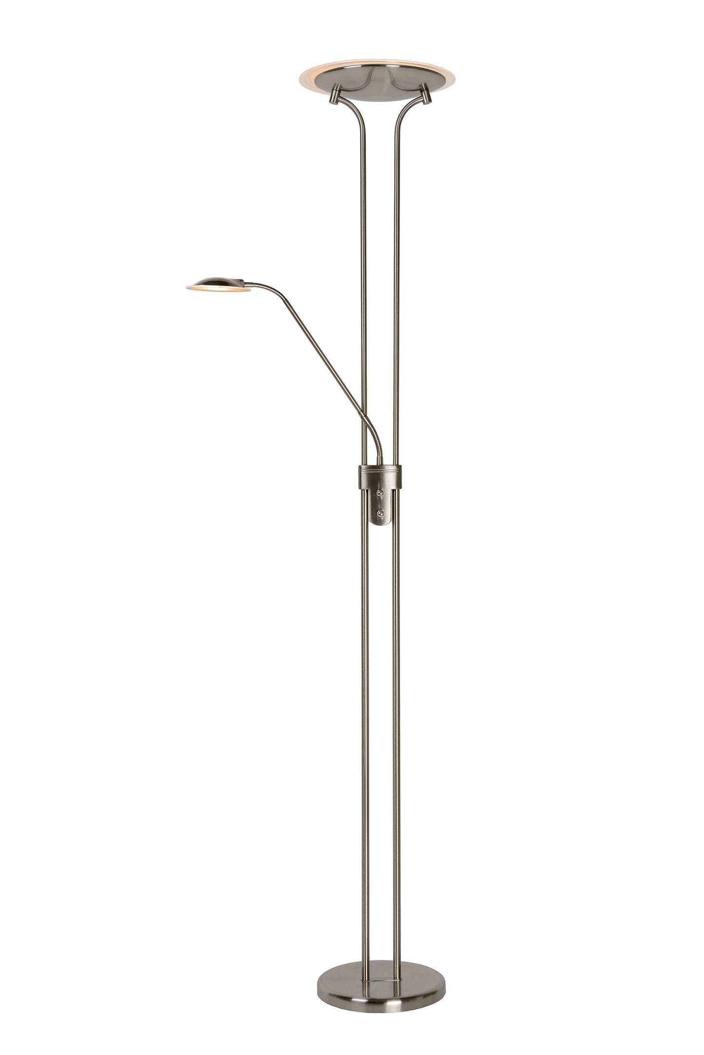 Lucide CHAMPION-LED - Floor reading lamp - LED Dim. - 3000K - Satin Chrome