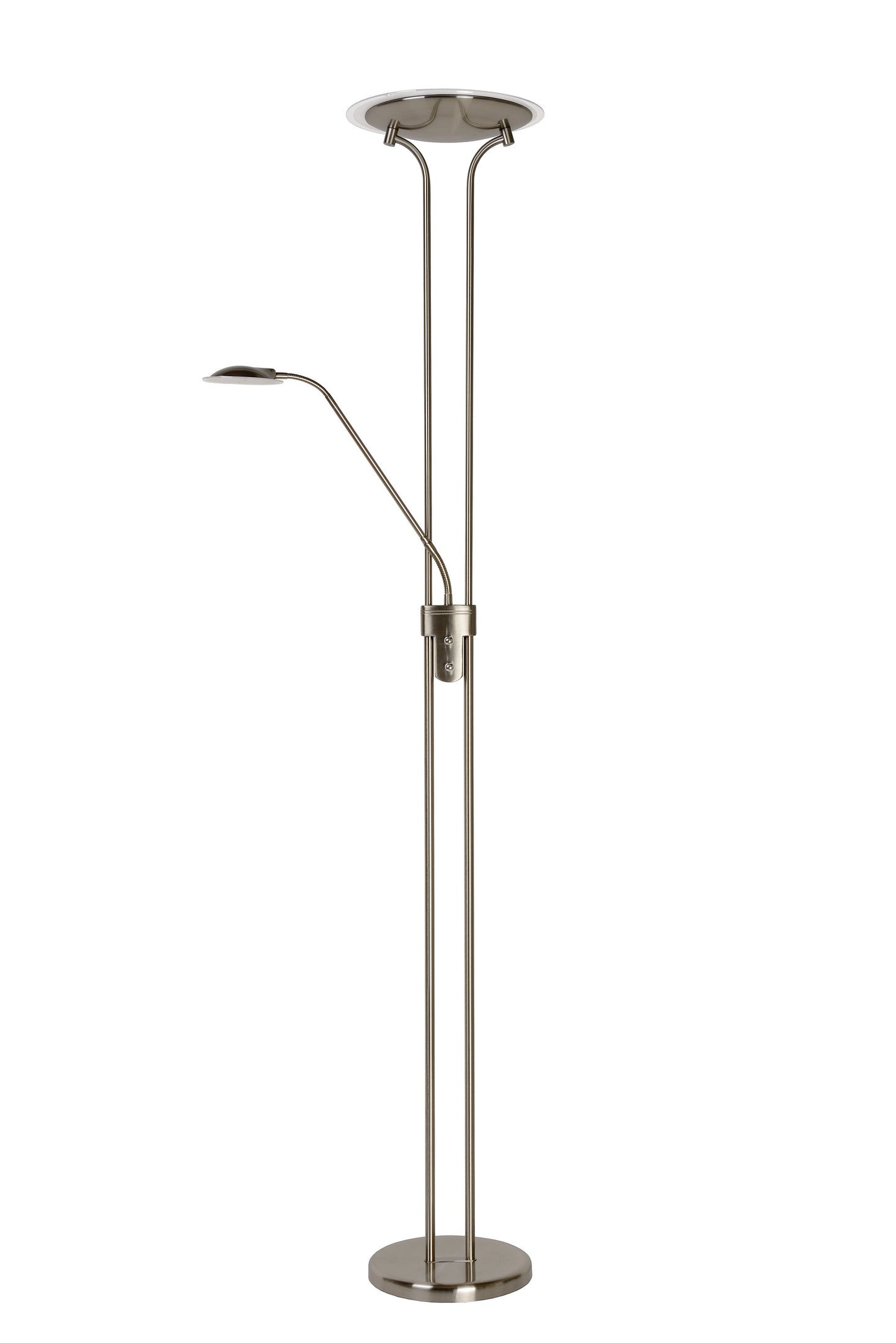 Lucide CHAMPION-LED - Floor reading lamp - LED Dim. - 3000K - Satin Chrome