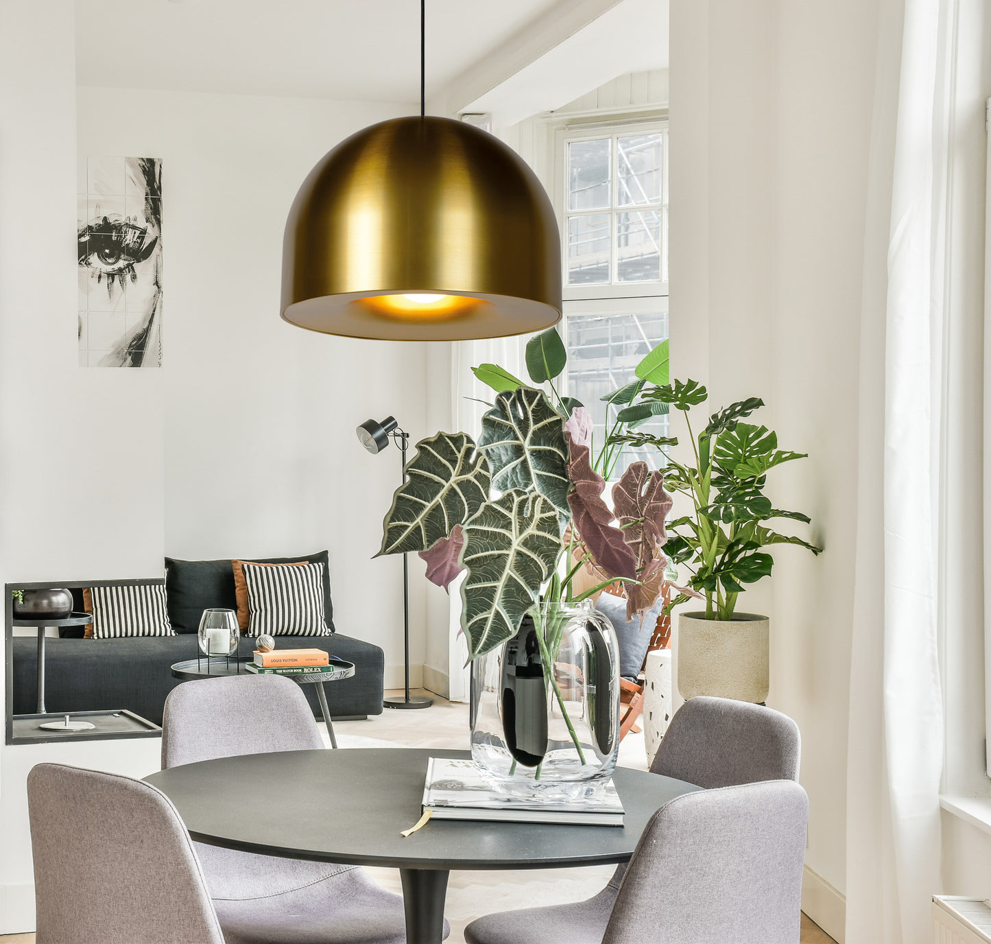 Lucide AKRON - Pendant light - Ø 50 cm - 1xE27 - Matt Gold / Brass