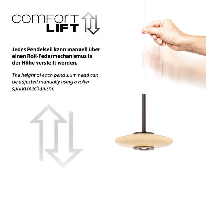 PURE Vitrum Pendant Light - Dark Brown Metal - Height Adjustable - Paul Neuhaus - (2053-34)