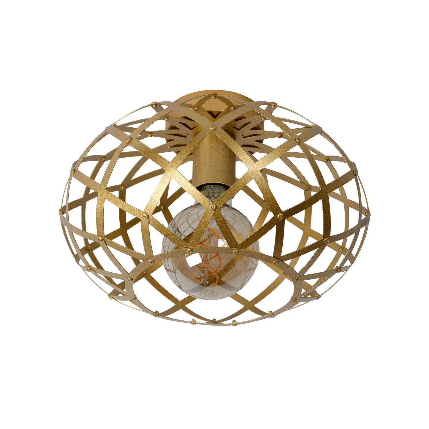 Lucide WOLFRAM - Flush ceiling light - Ø 30 cm - 1xE27 - Matt Gold / Brass