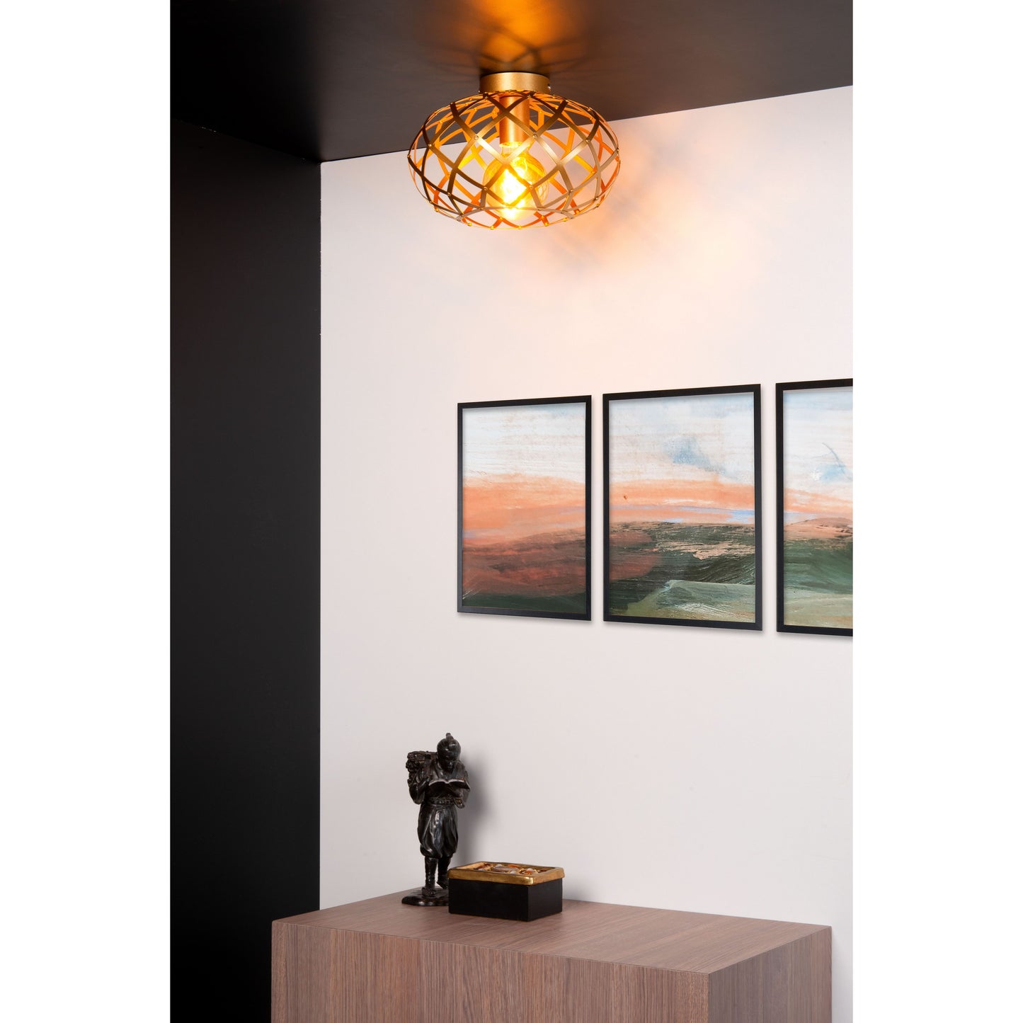 Lucide WOLFRAM - Flush ceiling light - Ø 30 cm - 1xE27 - Matt Gold / Brass