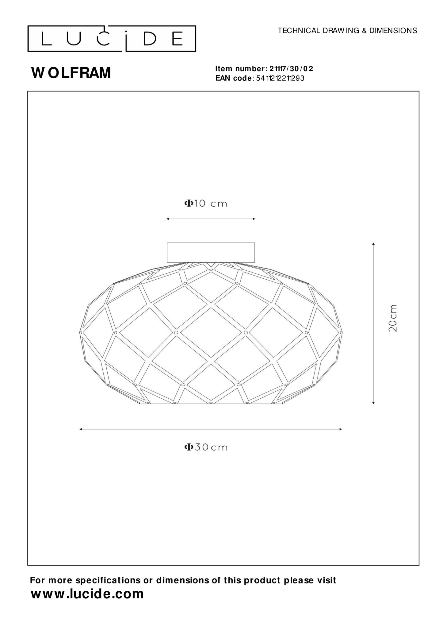 Lucide WOLFRAM - Flush ceiling light - Ø 30 cm - 1xE27 - Matt Gold / Brass