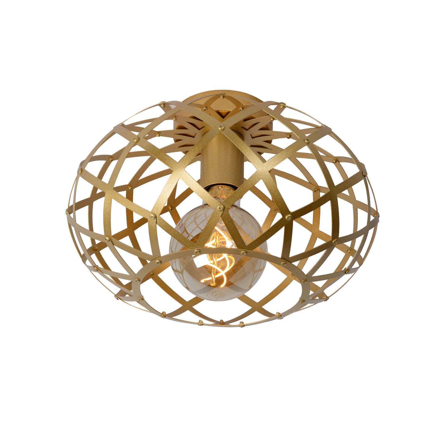 Lucide WOLFRAM - Flush ceiling light - Ø 30 cm - 1xE27 - Matt Gold / Brass