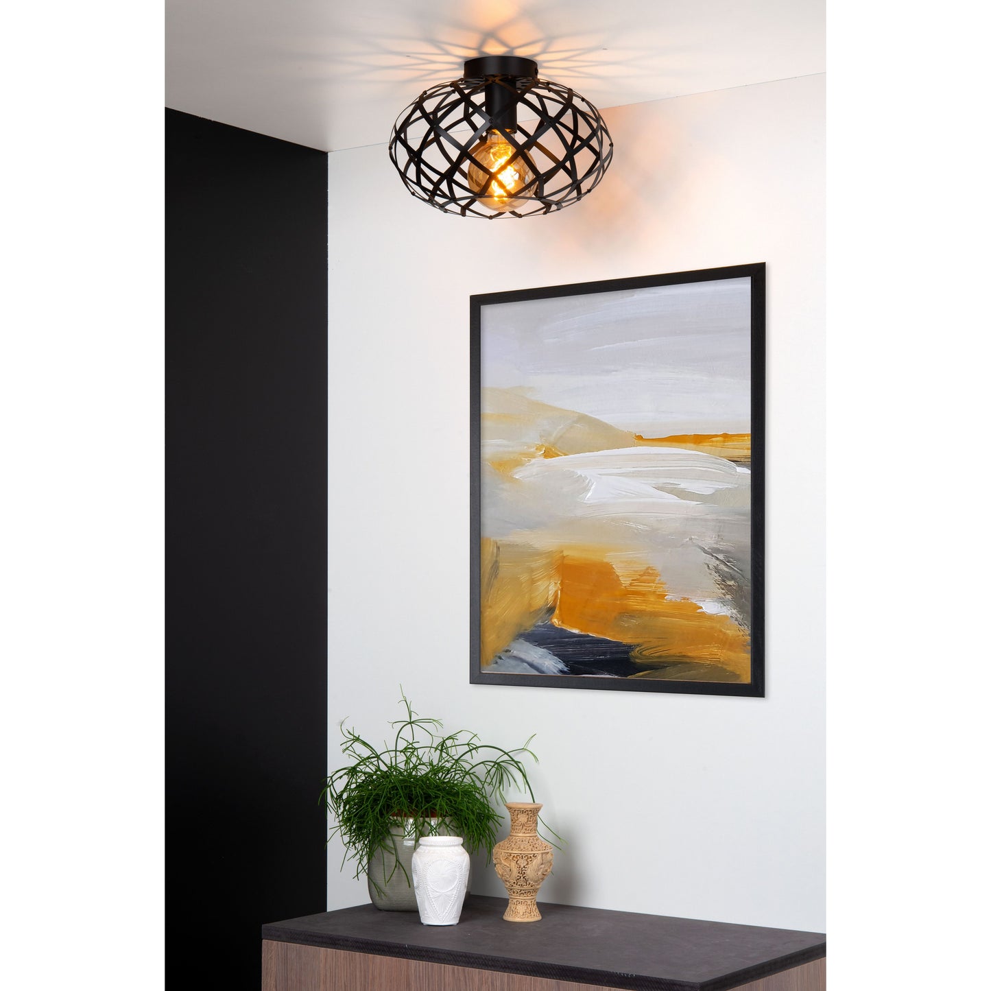 Lucide WOLFRAM - Flush ceiling light - Ø 30 cm - 1xE27 - Black