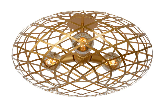 Lucide WOLFRAM - Flush ceiling light - Ø 65 cm - 3xE27 - Matt Gold / Brass