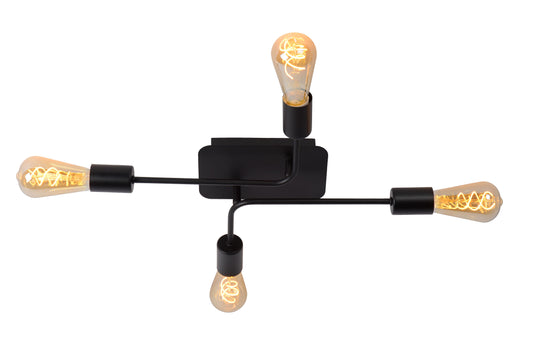 Lucide LESTER - Flush ceiling light - 4xE27 - Black