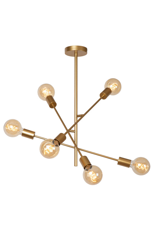 Lucide LESTER - Flush ceiling light - 6xE27 - Matt Gold / Brass