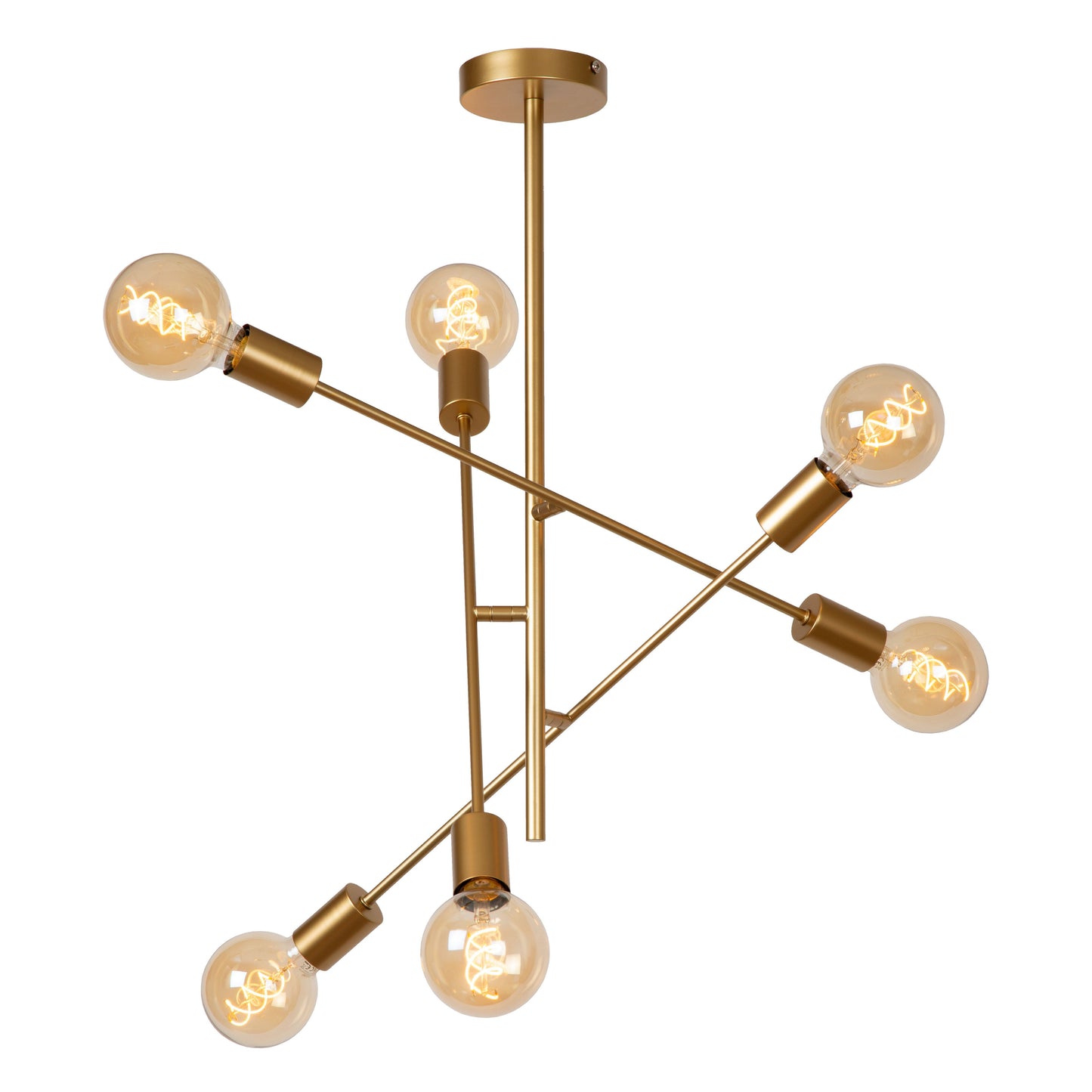 Lucide LESTER - Flush ceiling light - 6xE27 - Matt Gold / Brass