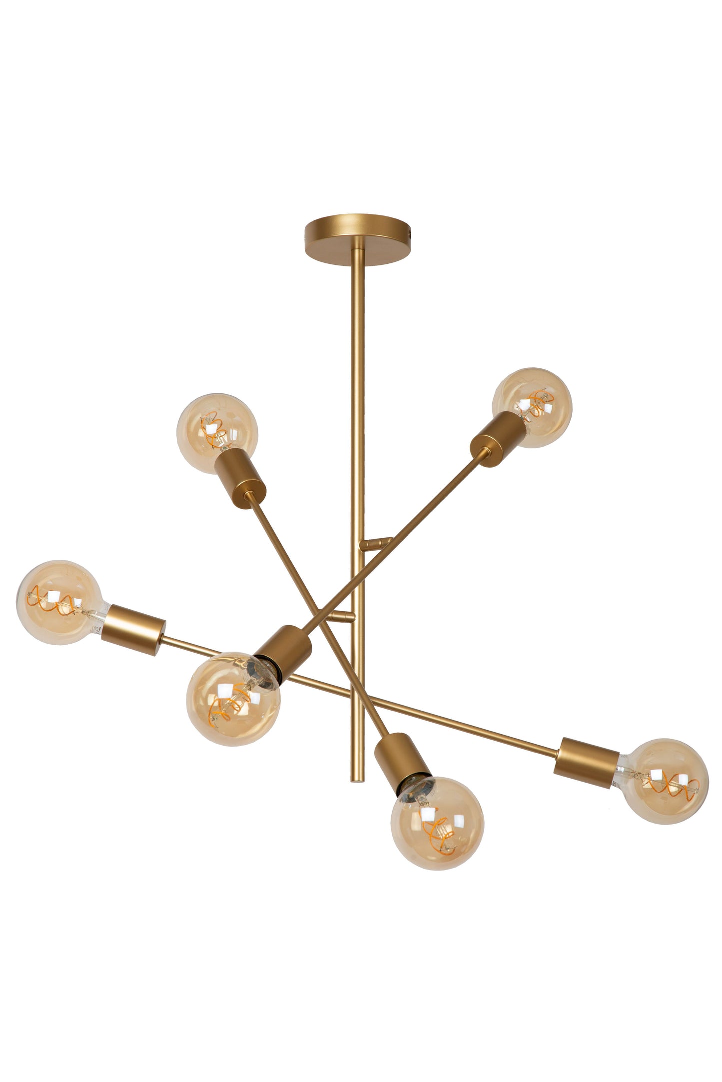 Lucide LESTER - Flush ceiling light - 6xE27 - Matt Gold / Brass