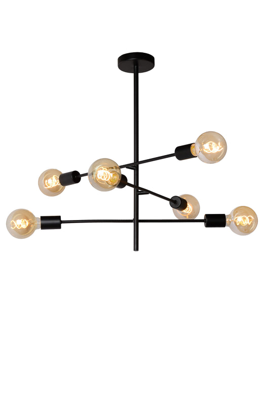 Lucide LESTER - Flush ceiling light - 6x E27 - Black