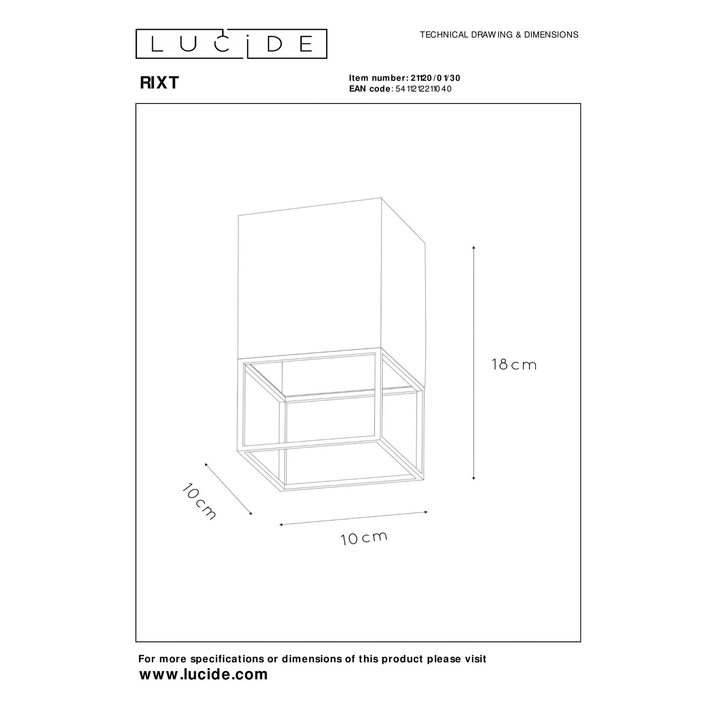 Lucide RIXT - Flush ceiling light - 1xE27 - Black