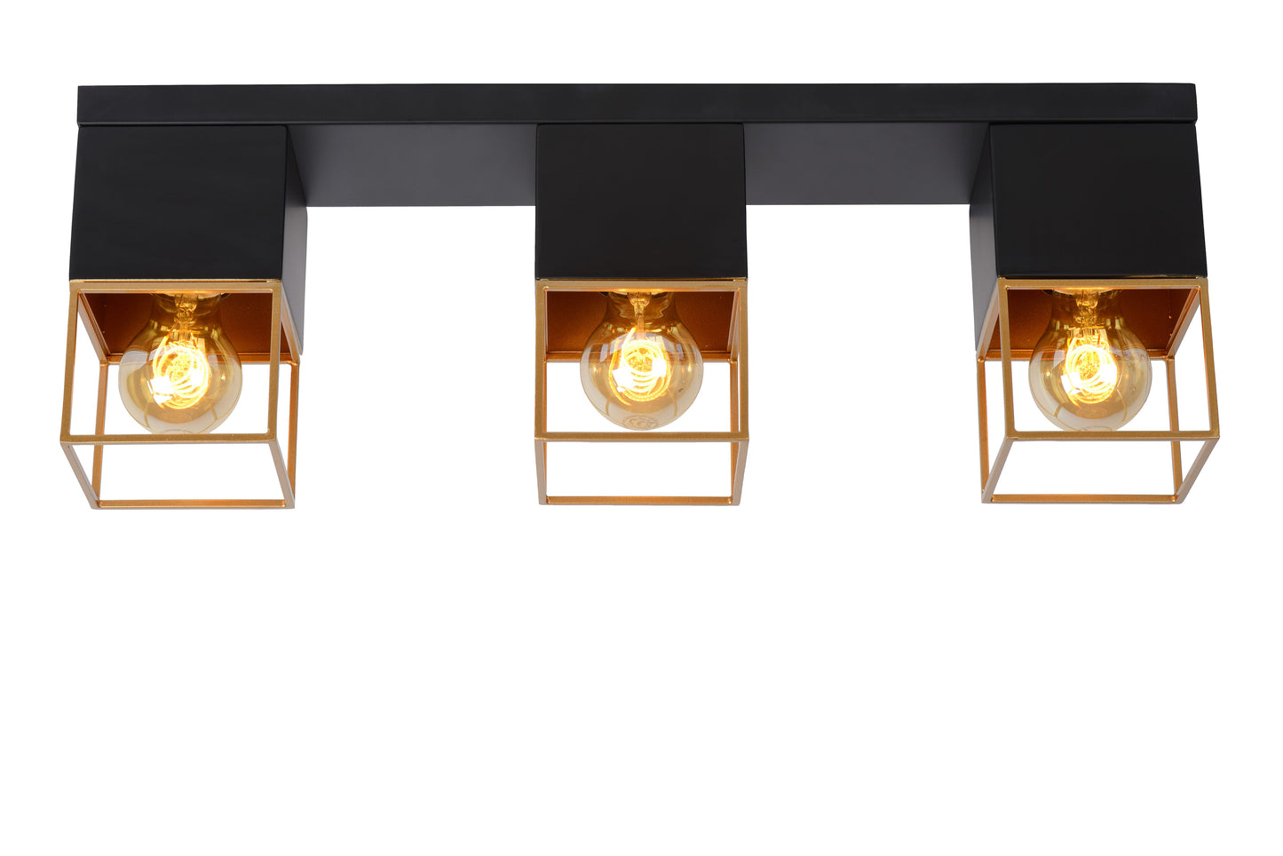 Lucide RIXT - Flush ceiling light - 3xE27 - Black