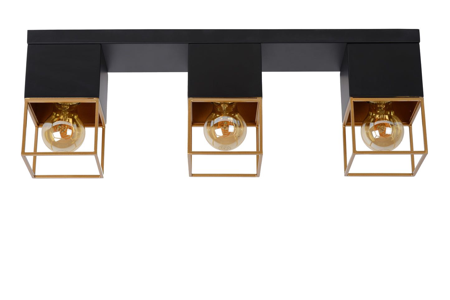 Lucide RIXT - Flush ceiling light - 3xE27 - Black