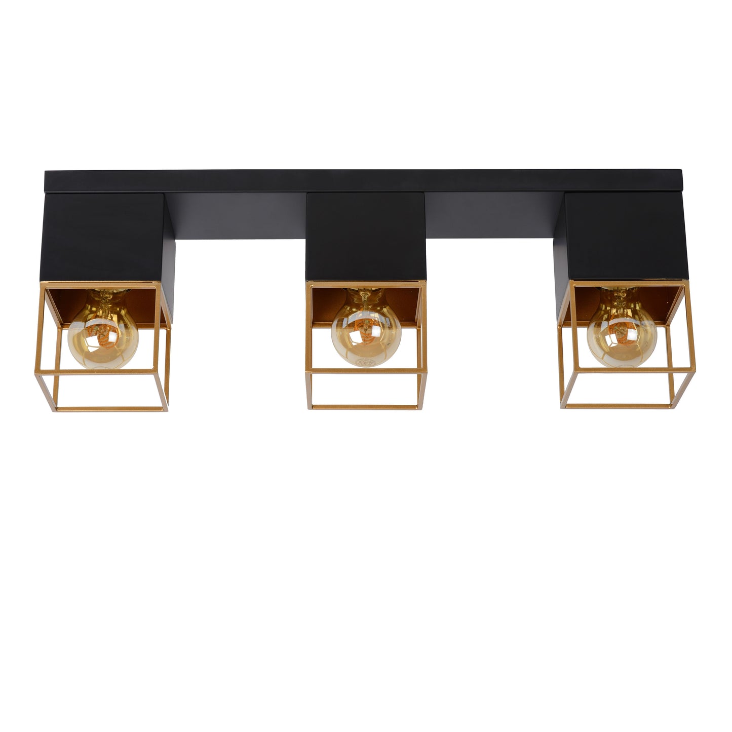 Lucide RIXT - Flush ceiling light - 3xE27 - Black