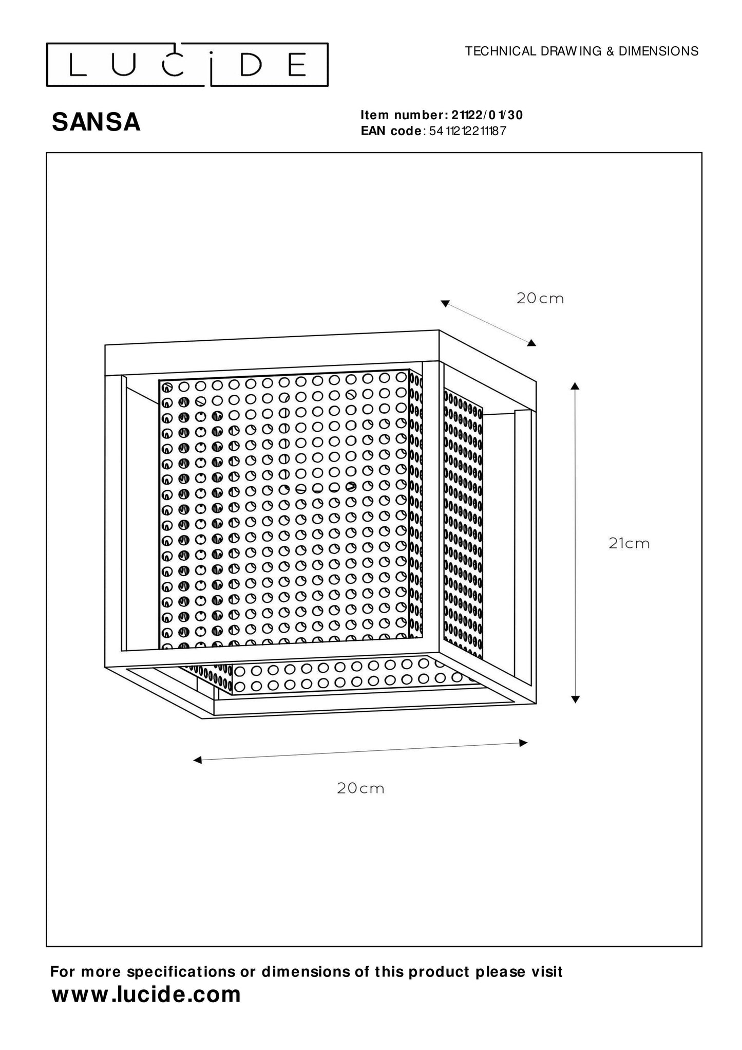 Lucide SANSA - Flush ceiling light - 1xE27 - Black