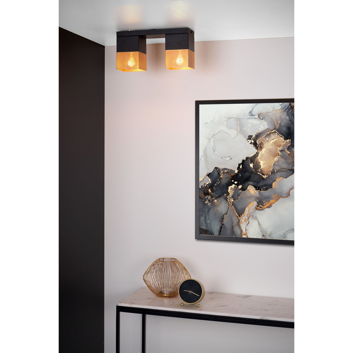 Lucide RENATE - Flush ceiling light - 2xE27 - Matt Gold / Brass