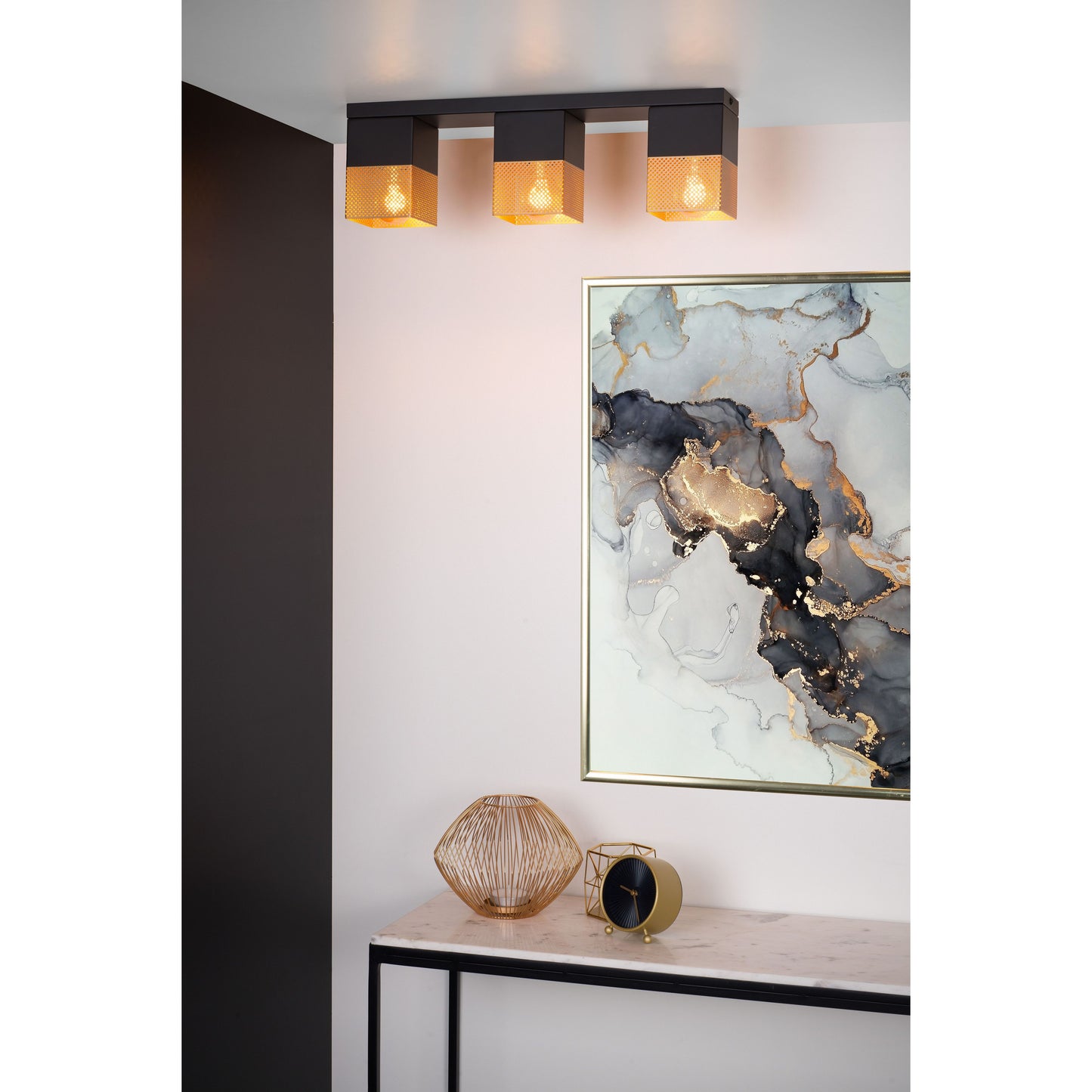 Lucide RENATE - Flush ceiling light - 3xE27 - Matt Gold / Brass