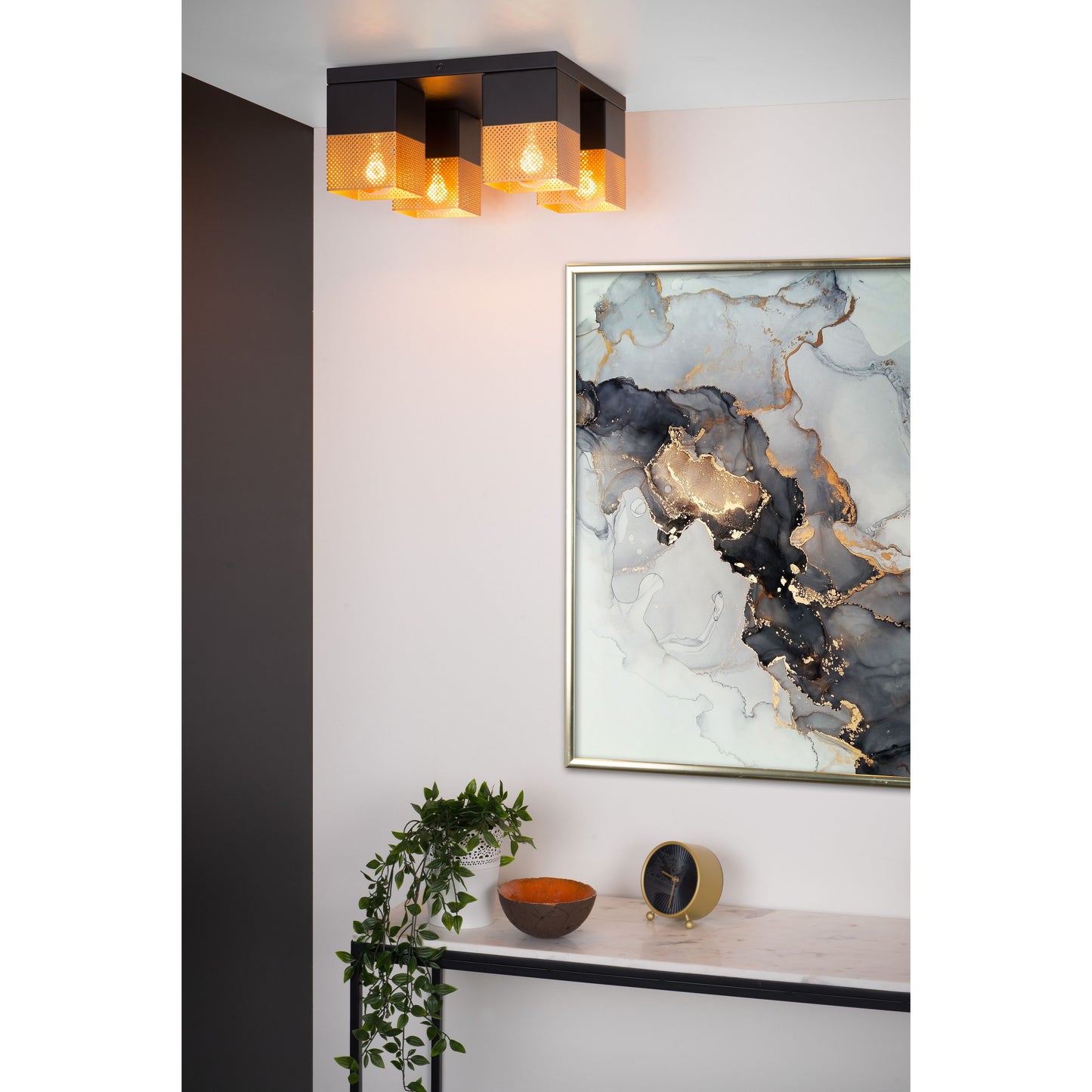 Lucide RENATE - Flush ceiling light - 4xE27 - Matt Gold / Brass