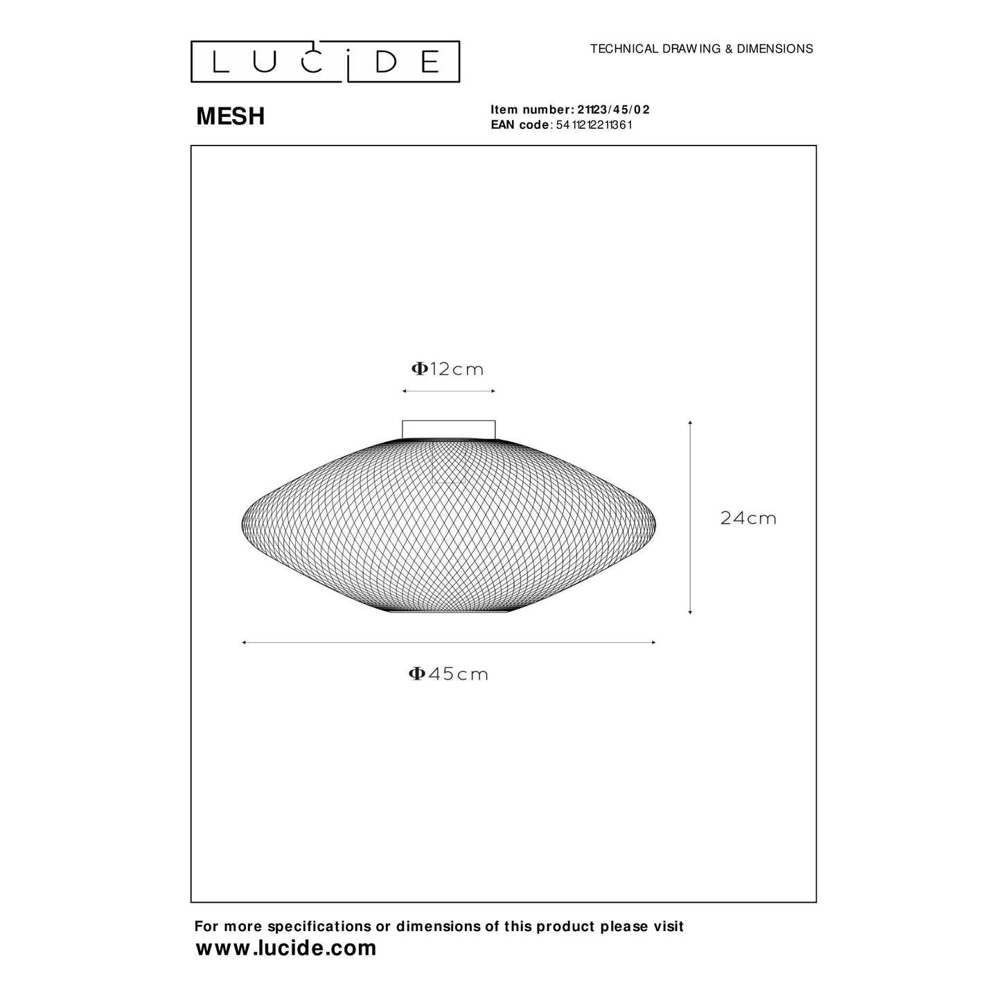 Lucide MESH - Flush ceiling light - Ø 45 cm - 1xE27 - Matt Gold / Brass