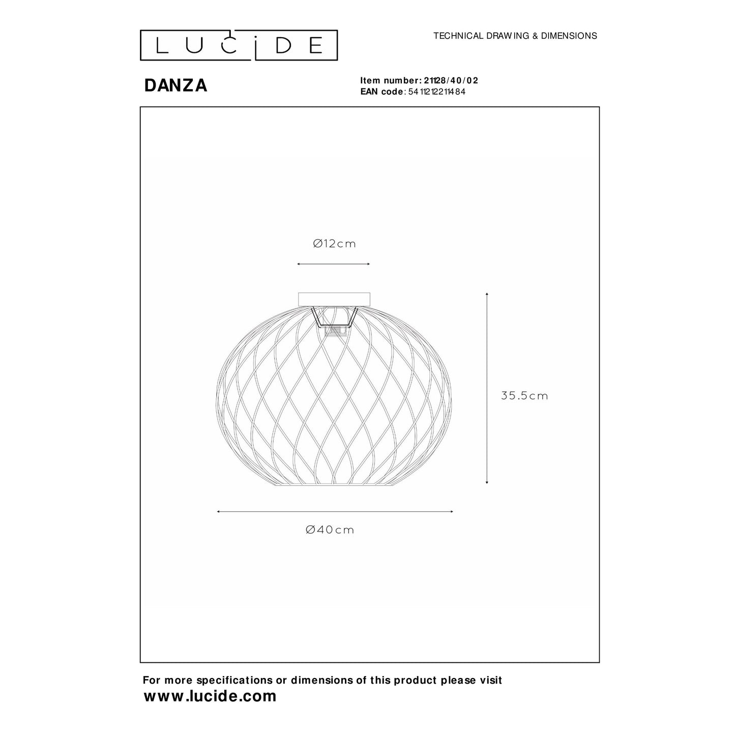 Lucide DANZA - Flush ceiling light - Ø 40 cm - 1xE27 - Matt Gold / Brass