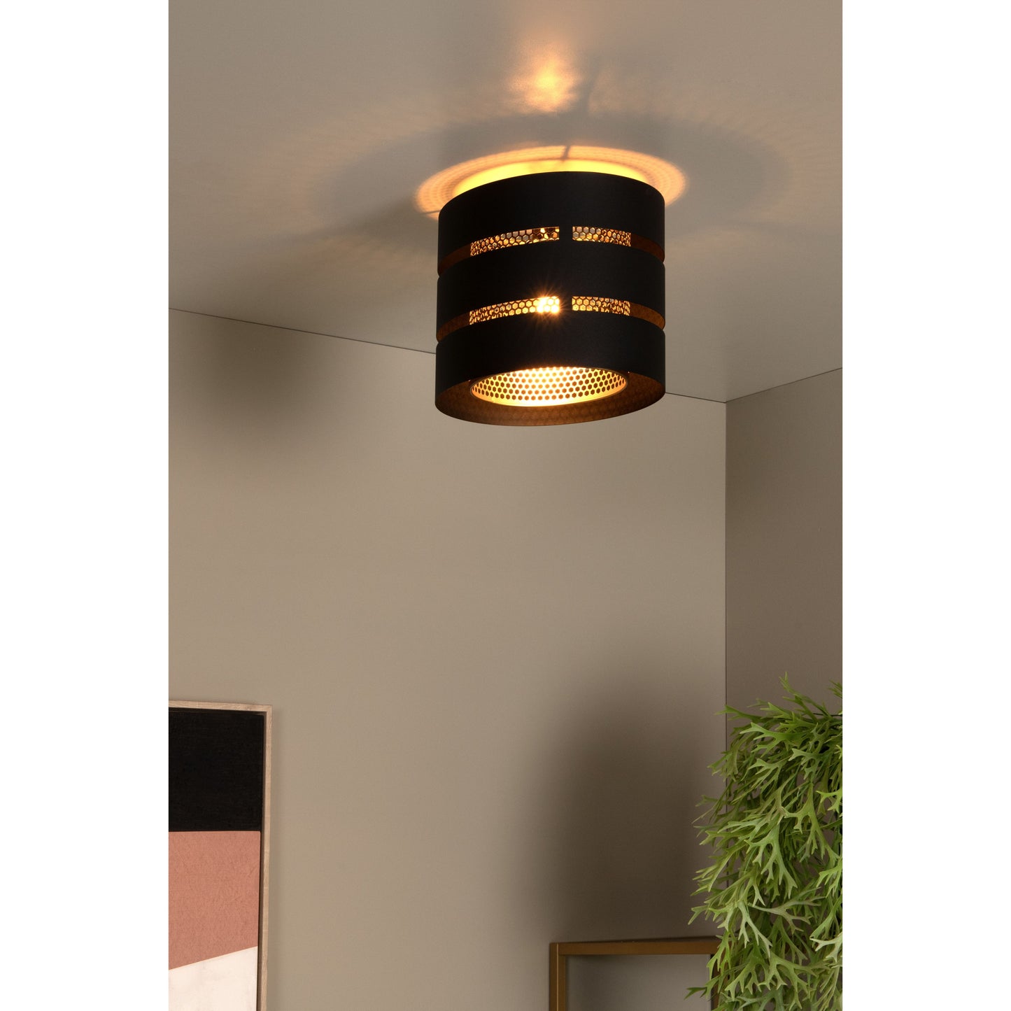 Lucide ROSAS - Flush ceiling light - Ø 26 cm - 1xE27 - Black