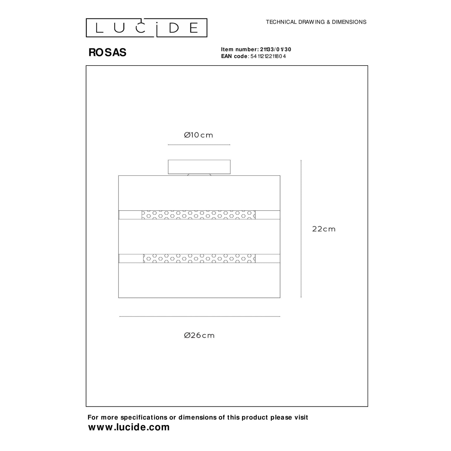 Lucide ROSAS - Flush ceiling light - Ø 26 cm - 1xE27 - Black