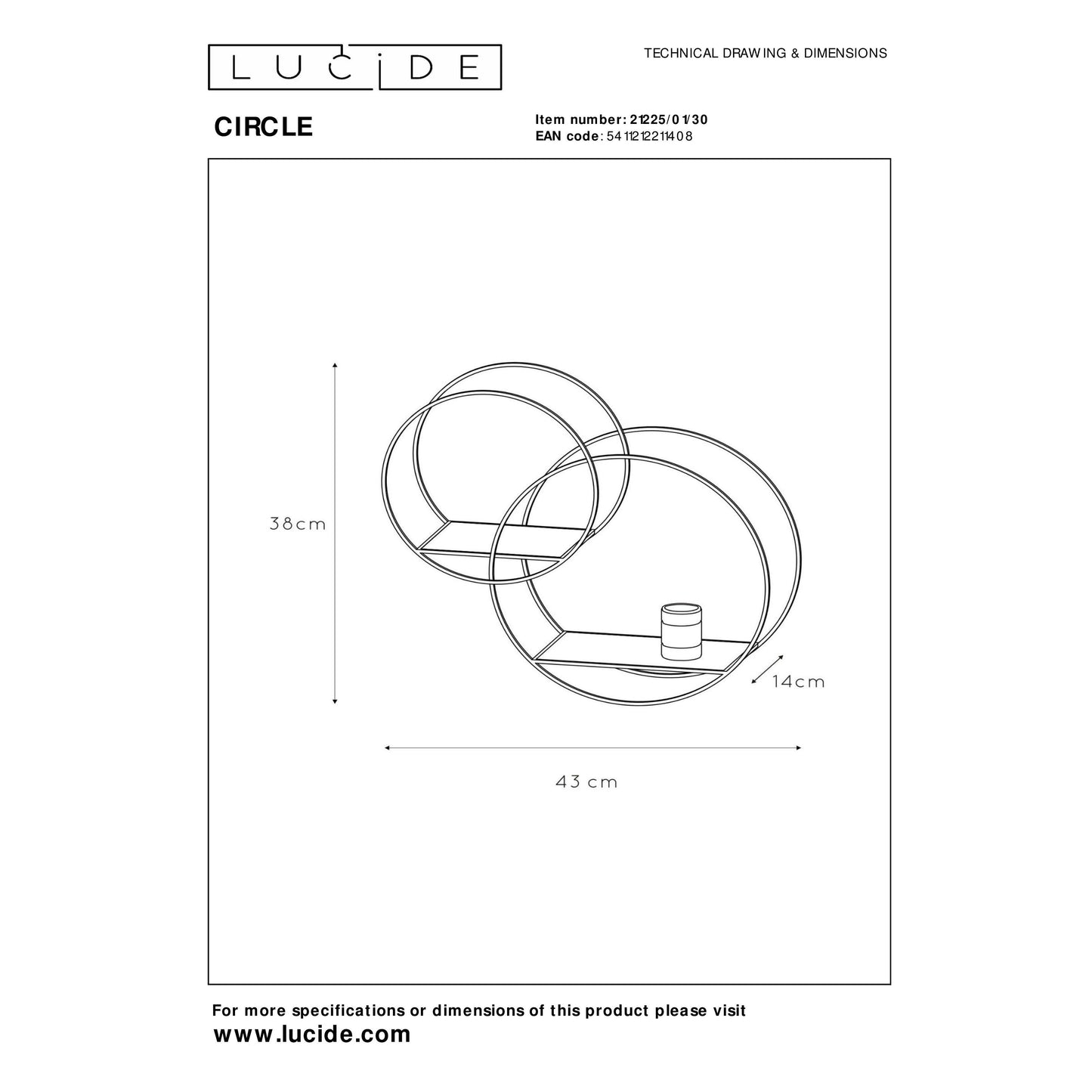 Lucide CIRCLE - Wall light - 1xE27 - Black