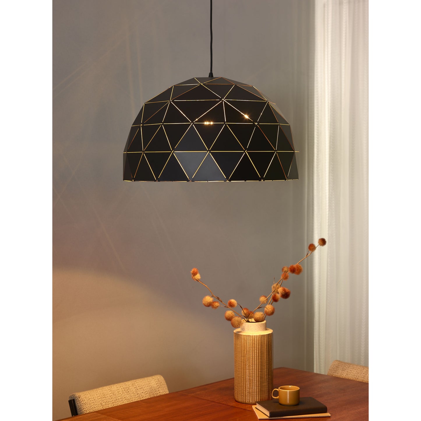 Lucide OTONA - Pendant light - Ø 60 cm - 3xE27 - Black