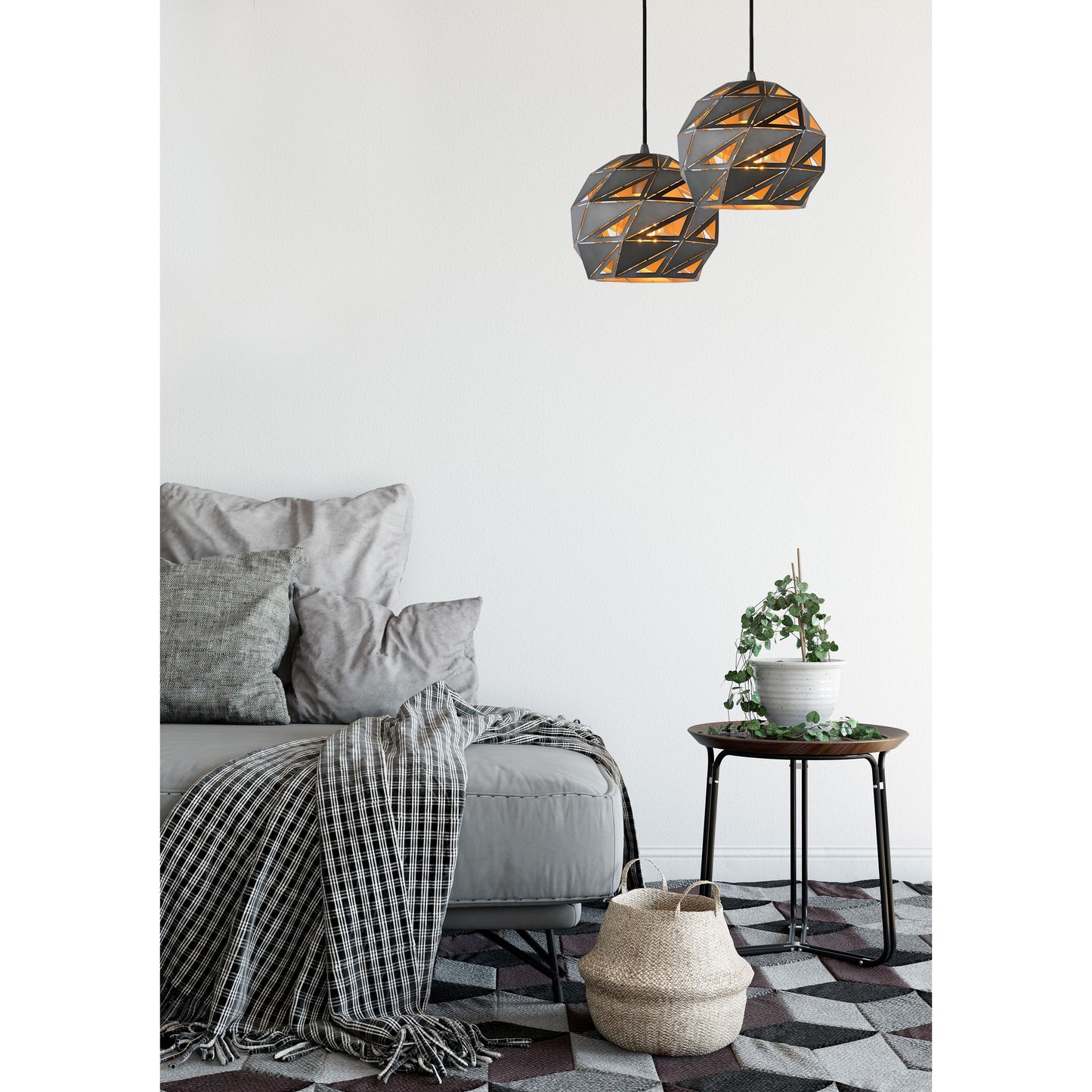 Lucide MALUNGA - Pendant light - Ø 25 cm - 1xE27 - Grey