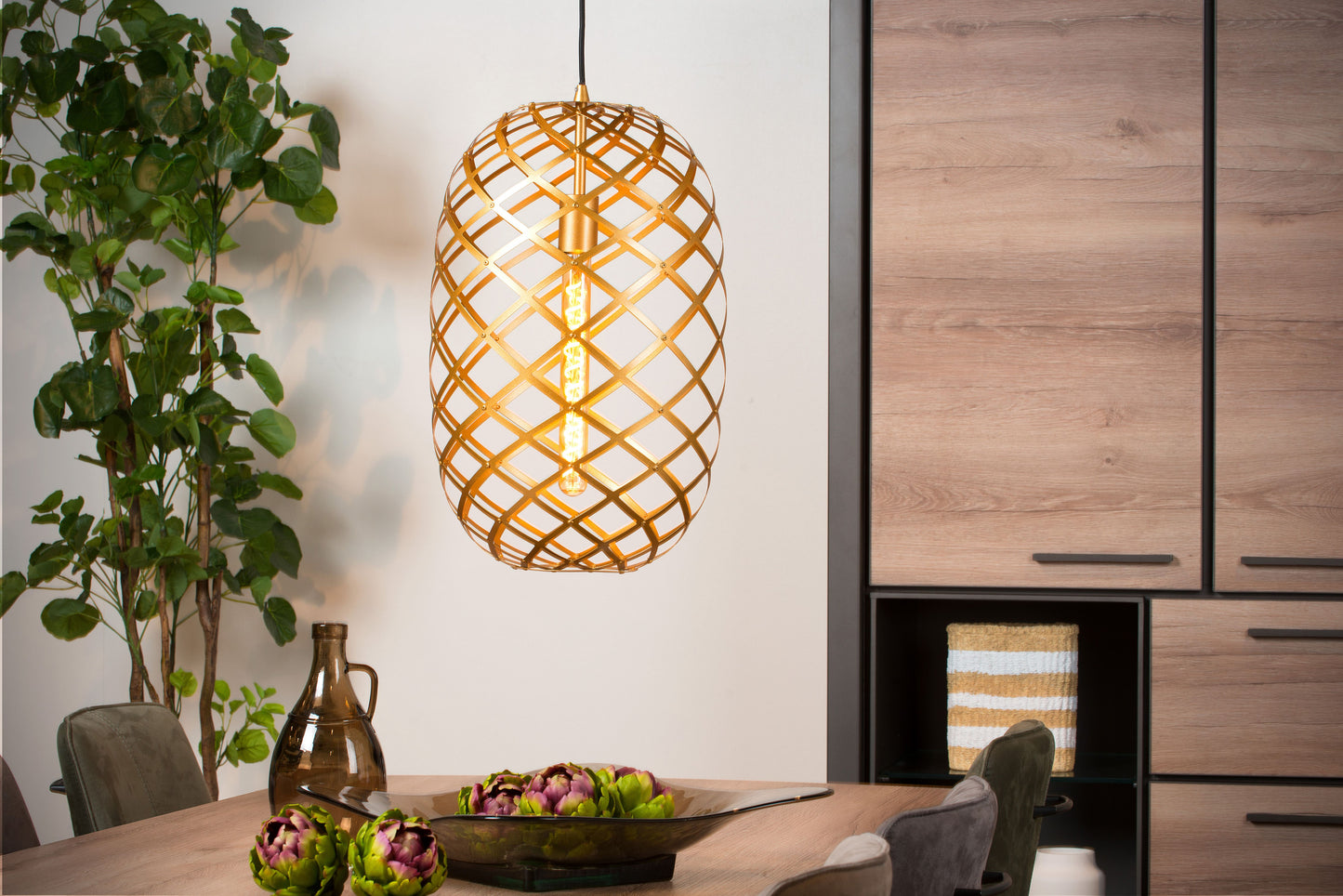 Lucide WOLFRAM - Pendant light - Ø 32 cm - 1xE27 - Matt Gold / Brass