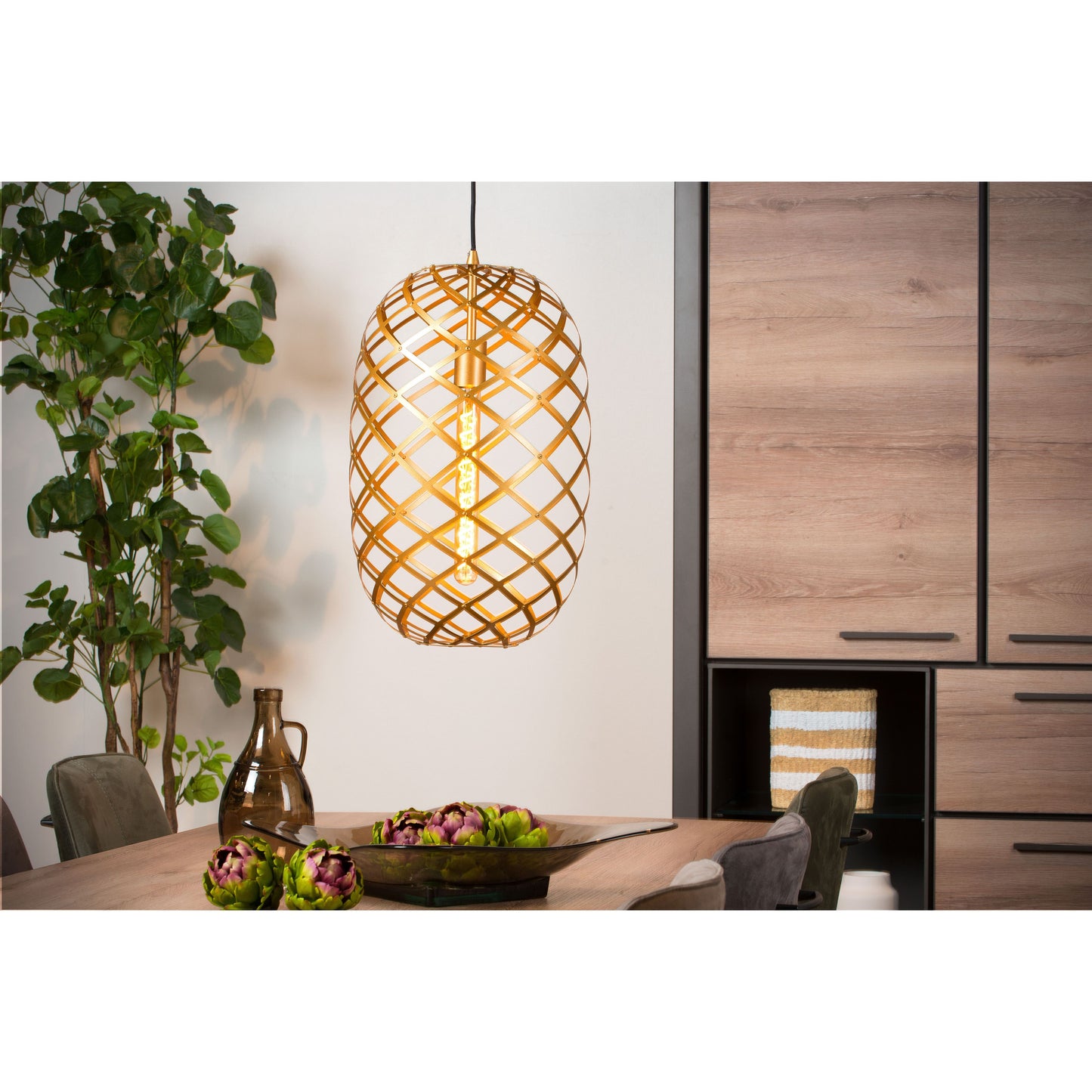 Lucide WOLFRAM - Pendant light - Ø 32 cm - 1xE27 - Matt Gold / Brass