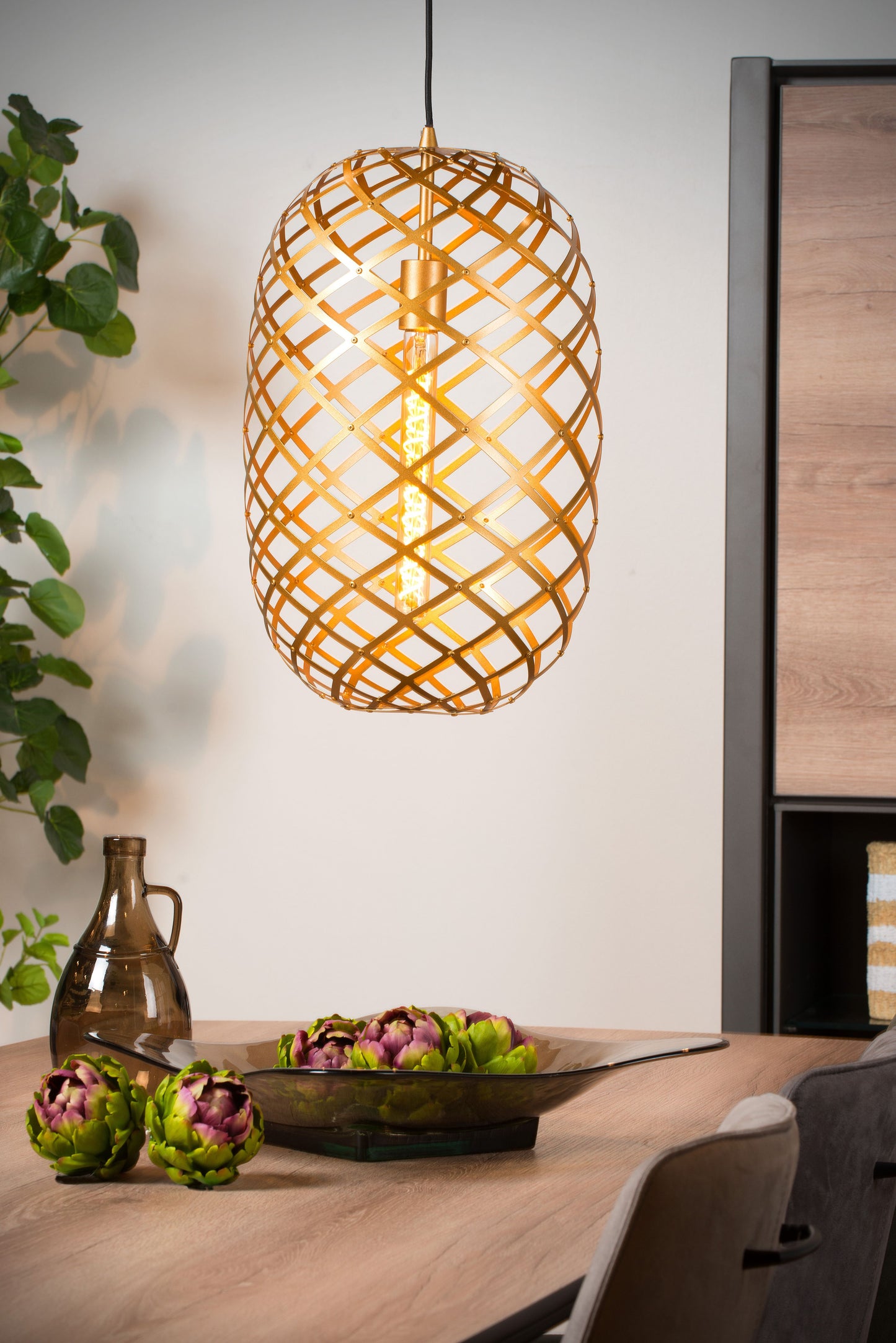 Lucide WOLFRAM - Pendant light - Ø 32 cm - 1xE27 - Matt Gold / Brass