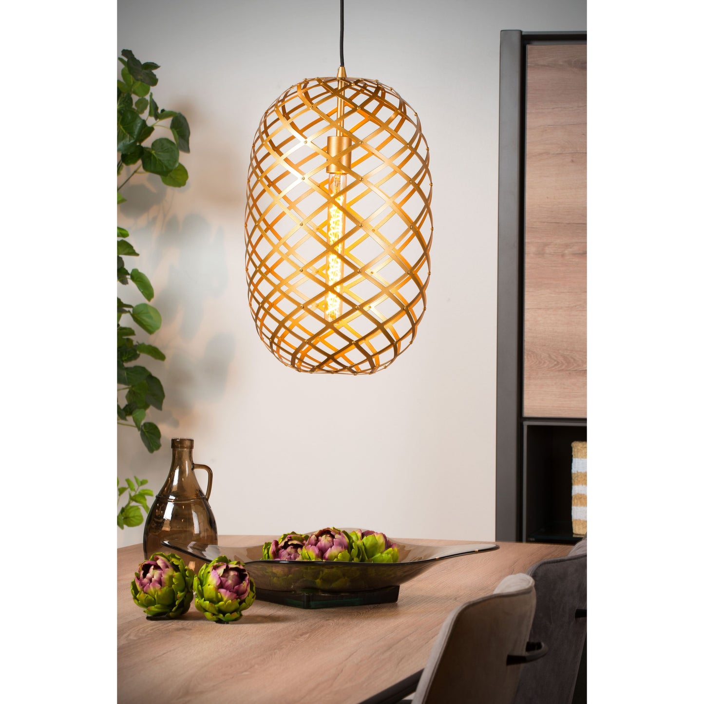 Lucide WOLFRAM - Pendant light - Ø 32 cm - 1xE27 - Matt Gold / Brass