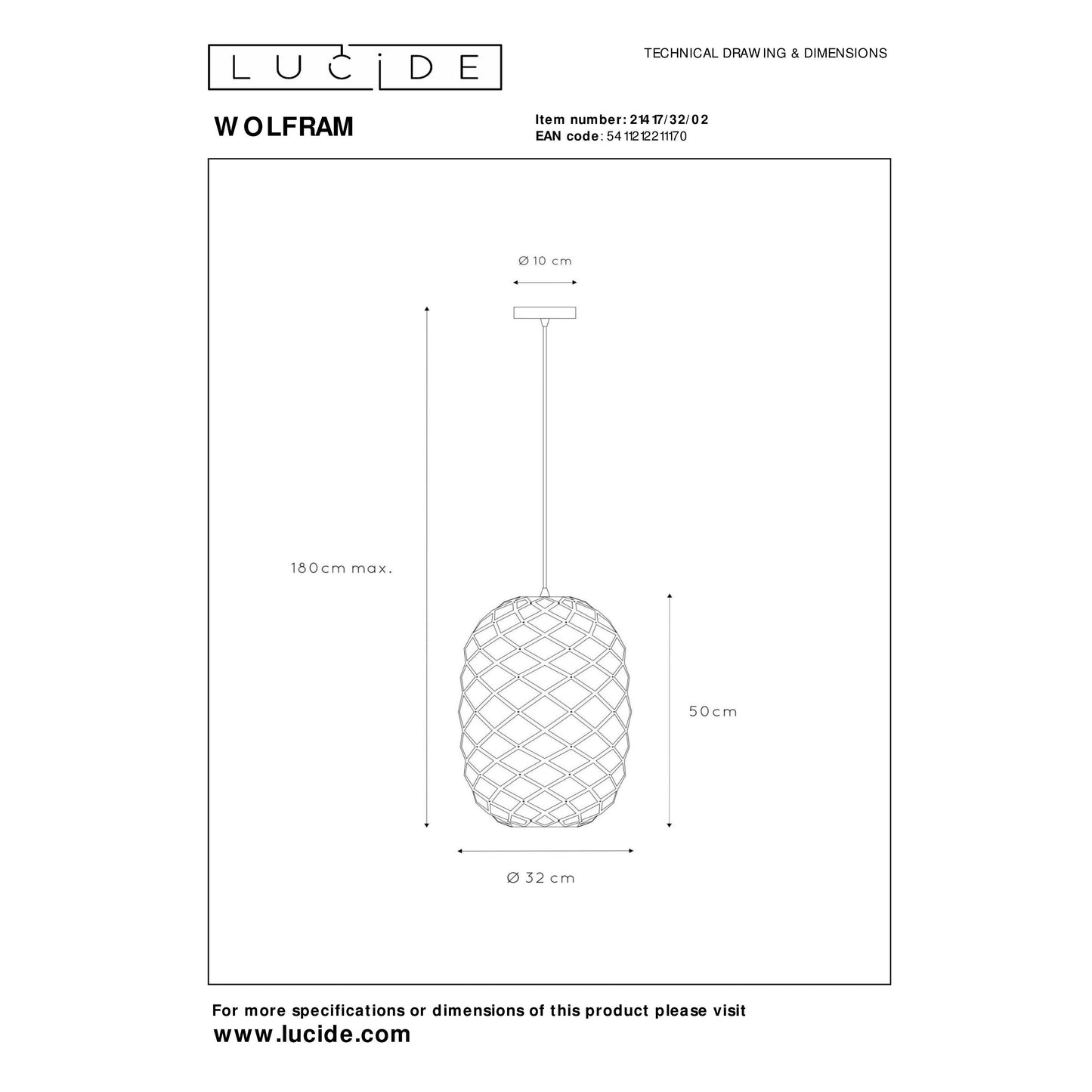 Lucide WOLFRAM - Pendant light - Ø 32 cm - 1xE27 - Matt Gold / Brass