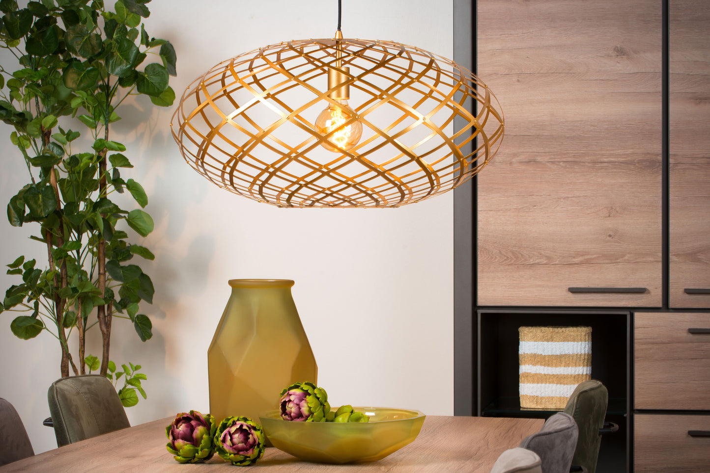 Lucide WOLFRAM - Pendant light - Ø 65 cm - 1xE27 - Matt Gold / Brass