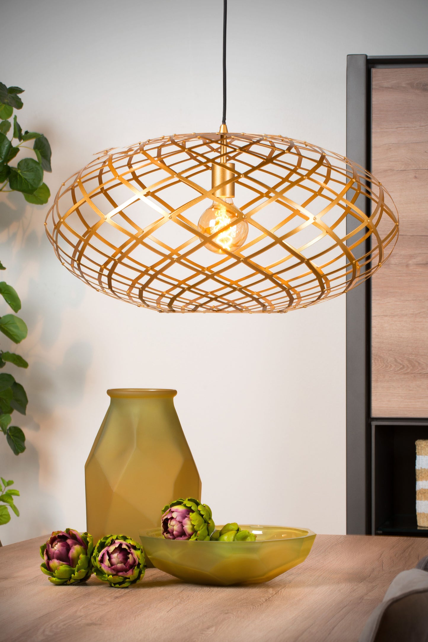 Lucide WOLFRAM - Pendant light - Ø 65 cm - 1xE27 - Matt Gold / Brass