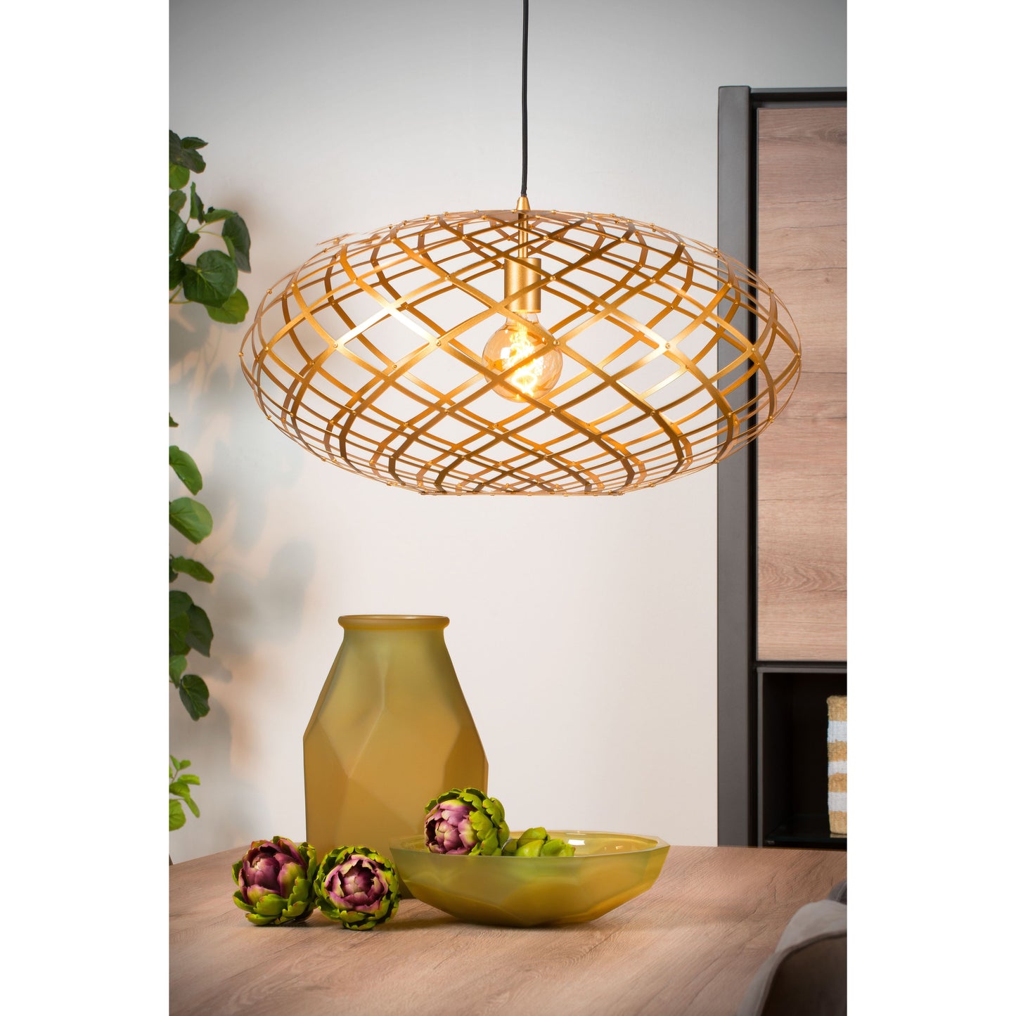 Lucide WOLFRAM - Pendant light - Ø 65 cm - 1xE27 - Matt Gold / Brass