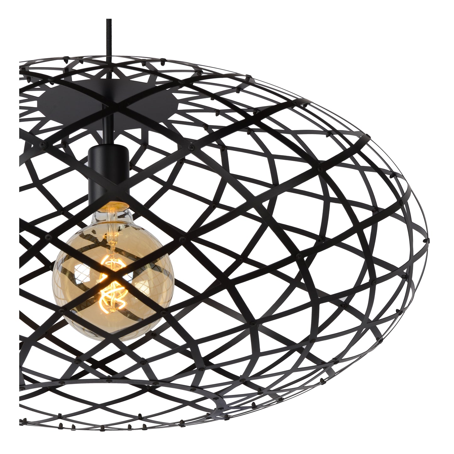 Lucide WOLFRAM - Pendant light - Ø 65 cm - 1xE27 - Black